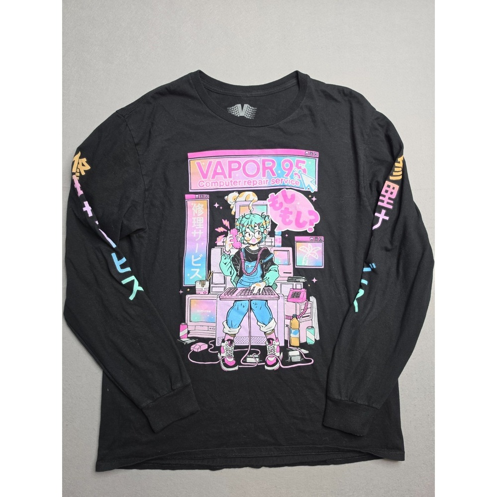 Vapor95 Repair Service Shirt Men's M/L Black Graphic Cotton Long Sleeve Pullover